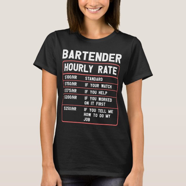 Funny Barkeeper Stundenpreis T - Shirt (Vorderseite)