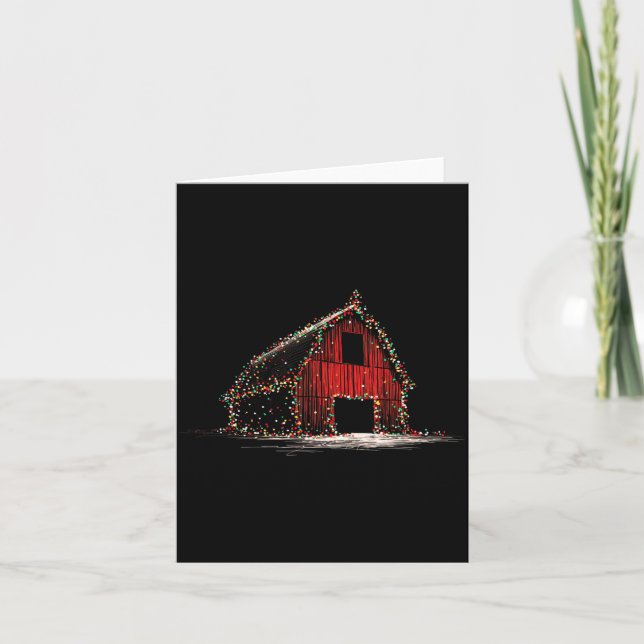Funny Barn Christmas Graphics Lights Lover Farm Fa Karte (Vorderseite)