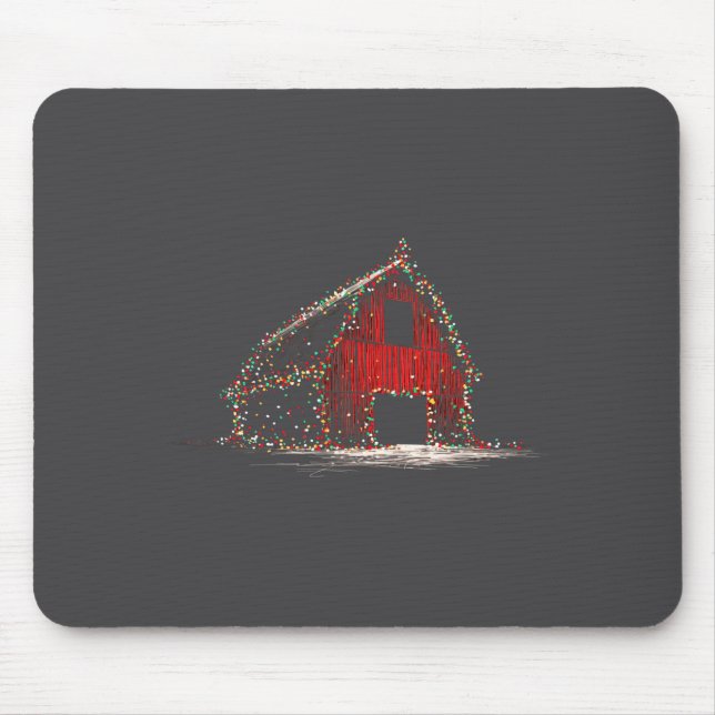 Funny Barn Christmas Graphics Lights Lover Farm Fa Mousepad (Vorne)