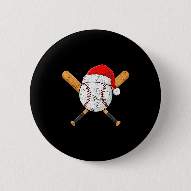 Funny Baseball Ball Santa Hat Xmas Pajamas Players Button (Vorderseite)