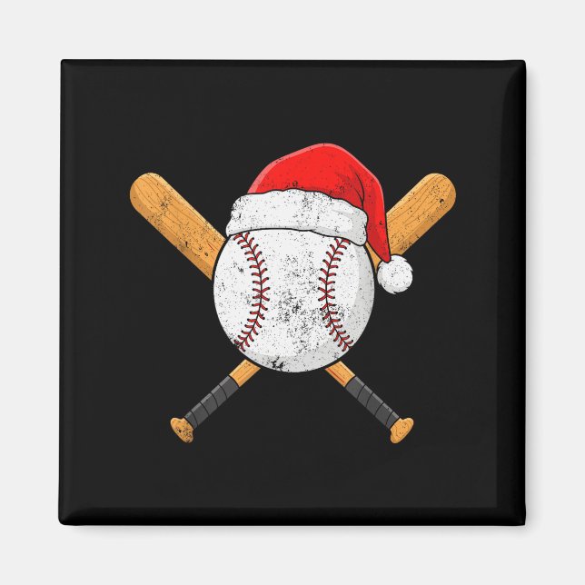 Funny Baseball Ball Santa Hat Xmas Pajamas Players Magnet (Vorne)