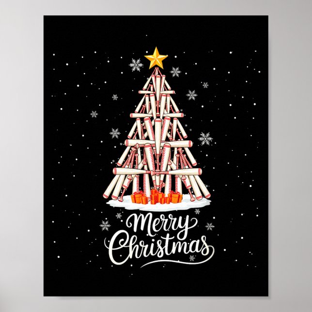 Funny Baseball Bats Christmas Tree Lights Xmas For Poster (Vorne)