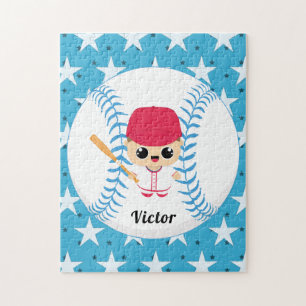 Funny Baseball Boy Player Star Softball Ball Name Puzzle