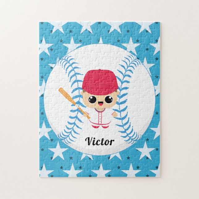 Funny Baseball Boy Player Star Softball Ball Name Puzzle (Vertikal)