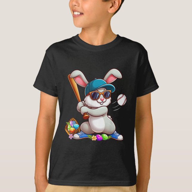 Funny Baseball Bunny Easter Shirts für Kinder Jung (Vorderseite)