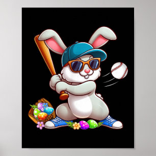 Funny Baseball Bunny Easter Shirts für Kinder Jung Poster