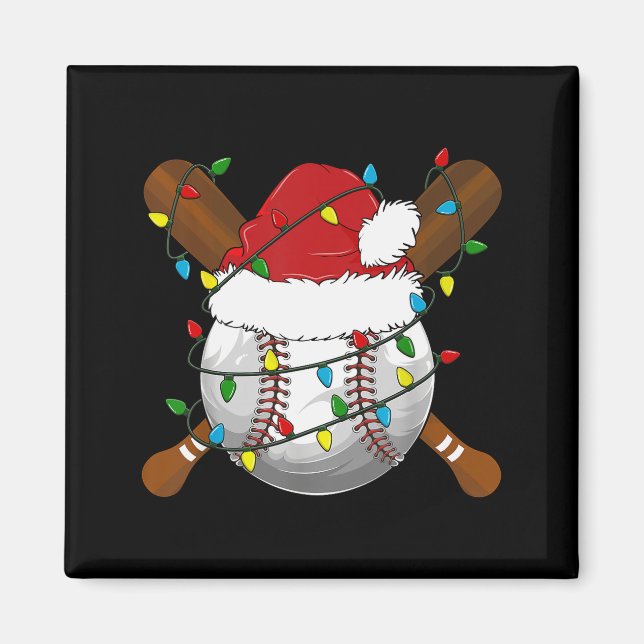 Funny Baseball Christmas Matching Family Pajamas X Magnet (Vorne)