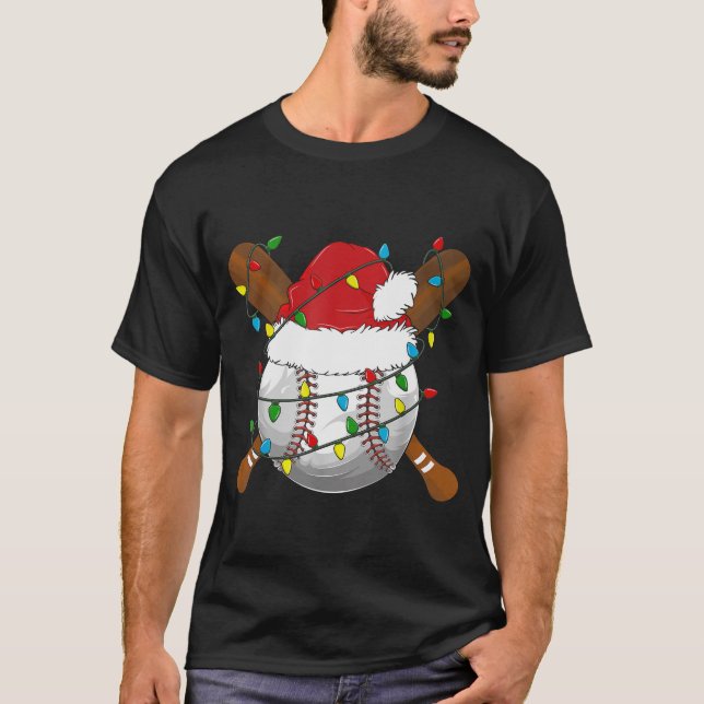 Funny Baseball Christmas Matching Family Pajamas X T-Shirt (Vorderseite)