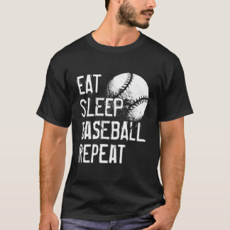 Funny Baseball Eat Sleep Baseball wiederholen T-Shirt