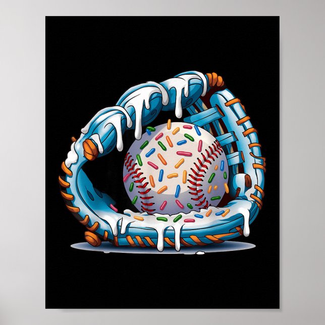 Funny Baseball Handschuh Tropfen Ice Basketball  Poster (Vorne)