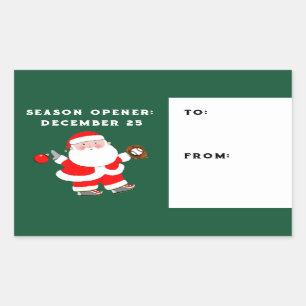 Funny Baseball Holiday Gift Tags Rechteckiger Aufkleber