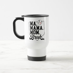 Funny Baseball Mama Bruh mit Teamname und Nummer Reisebecher