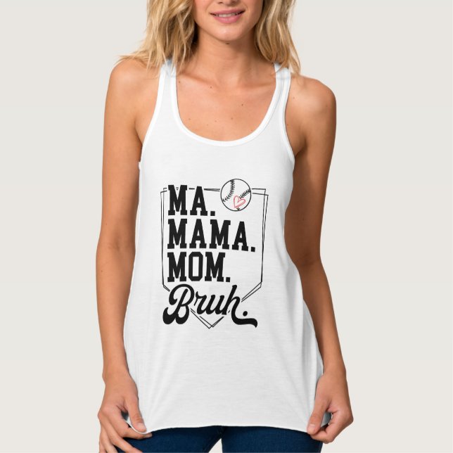 Funny Baseball Mama Bruh mit Teamname und Nummer Tank Top (Vorderseite)