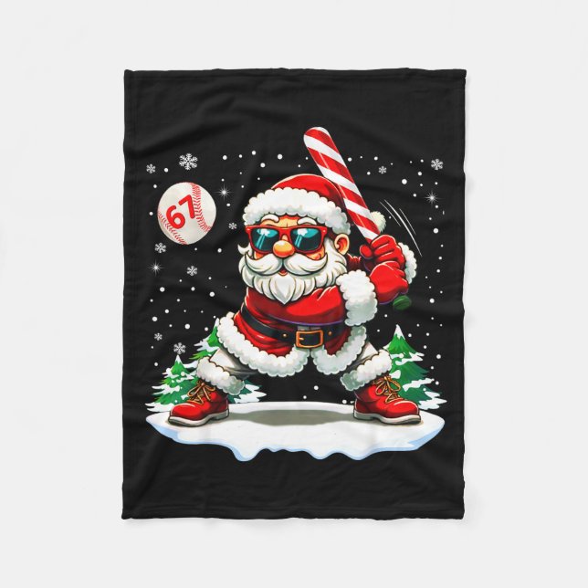 Funny Baseball Santa 67 Christmas Xmas Pajamas Boy Fleecedecke (Vorderseite)