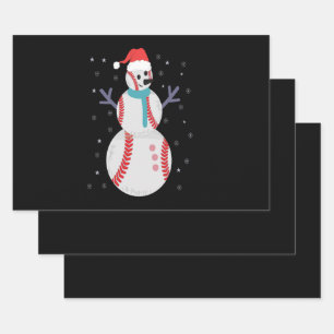 Funny Baseball Snowman Weihnachtsgeschenk Geschenkpapier Set