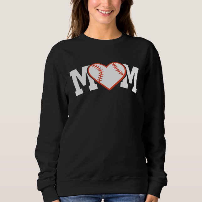 Funny Baseball Softball Ball Mom Heart Love Sweatshirt (Vorderseite)