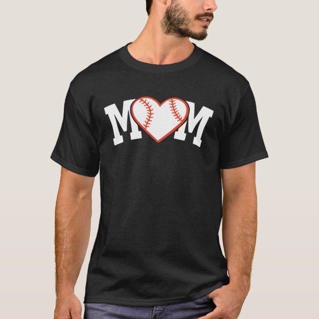 Funny Baseball Softball Ball Mom Heart Love T-Shirt (Vorderseite)