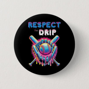 Funny Baseball Tropfen Ice Cream Dripping Respekt Button