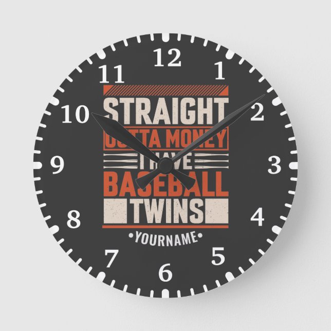 Funny Baseball Twin Parent Geschenk Runde Wanduhr (Vorderseite)