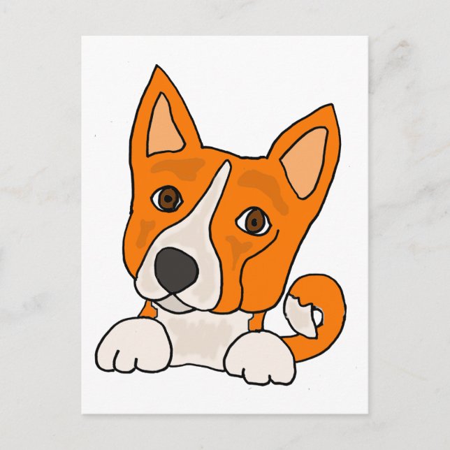 Funny Basenji Welppy Dog Art Postkarte (Vorderseite)