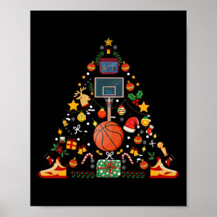 Funny Basketball Ball Hoop Weihnachtsbaum Merry Xm Poster