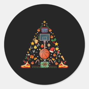 Funny Basketball Ball Hoop Weihnachtsbaum Merry Xm Runder Aufkleber