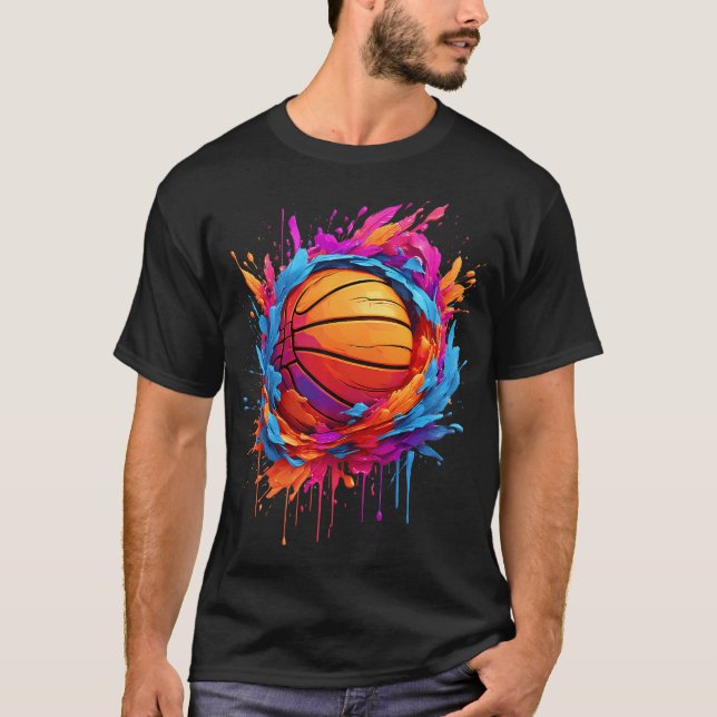 Funny Basketball Ball Sport Boys Männer Frauen Spi T-Shirt (Vorderseite)