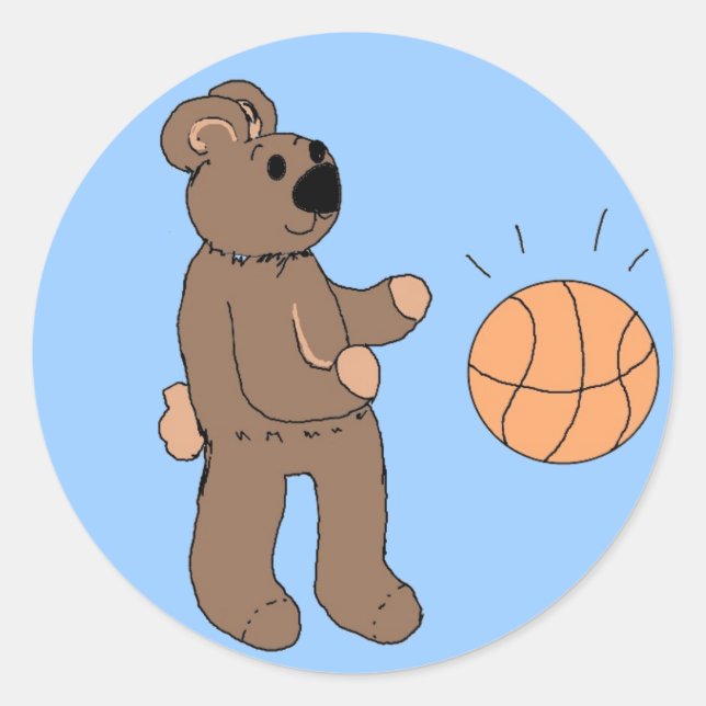 Funny Basketball Design Runder Aufkleber (Vorderseite)