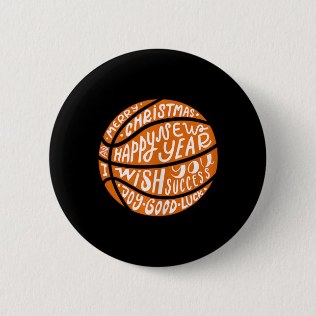 Funny Basketball Frohe Weihnachten Glück Neues Jah Button (Vorderseite)