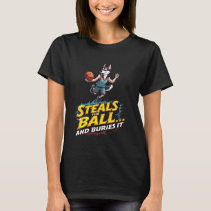 Funny Basketball Geschenk für sibirischen Husky Hu T-Shirt