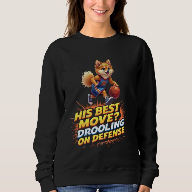 Funny Basketball Geschenk für Spitz Spitz Dog Lov Sweatshirt (Vorderseite)