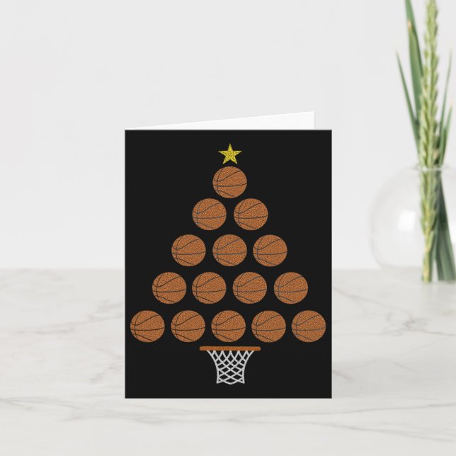 Funny Basketball Lover Weihnachten Baumhütten Them Karte (Vorderseite)