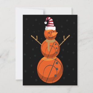 Funny Basketball Snowman Weihnachten Neues Jahr Ge Mitteilungskarte