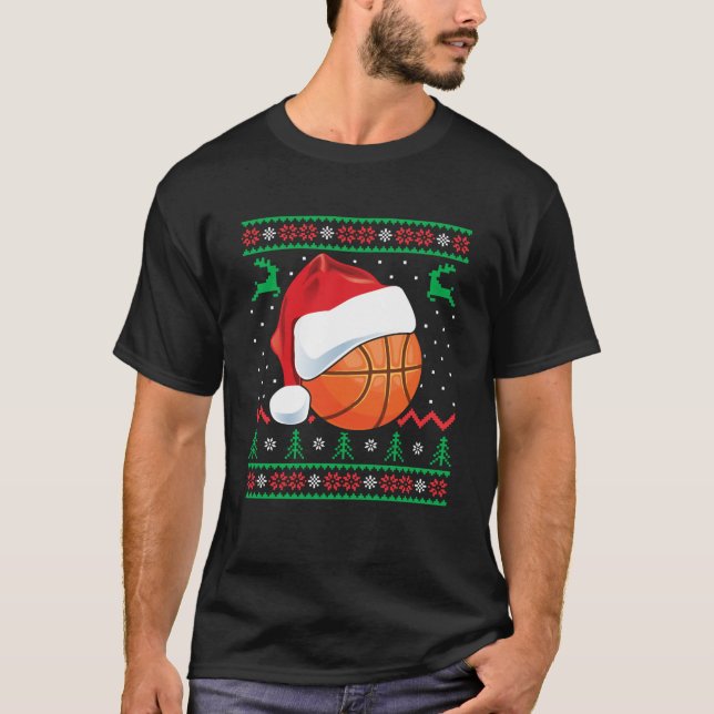 Funny Basketball Ugly Christmas Sweater Jungs Mens T-Shirt (Vorderseite)