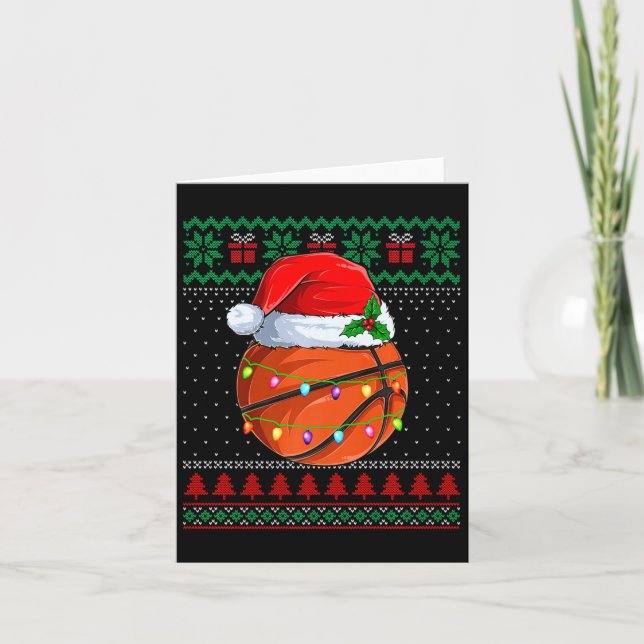 Funny Basketball Weihnachten Ugly Sweater Weihnach Karte (Vorderseite)