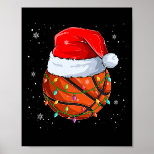 Funny Basketball Weihnachten Weihnachtsmannmütze W Poster