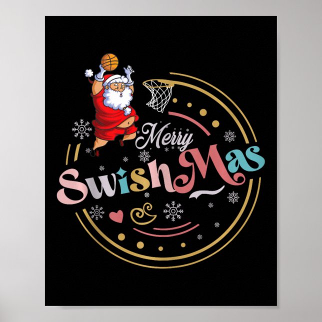 Funny Basketball Weihnachtsangebot Merry Swishmas  Poster (Vorne)