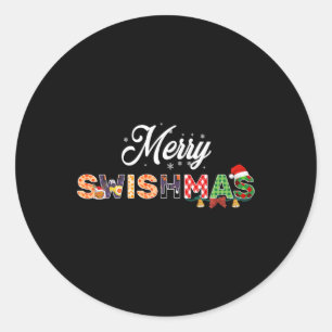 Funny Basketball Weihnachtsangebot Merry Swishmas  Runder Aufkleber
