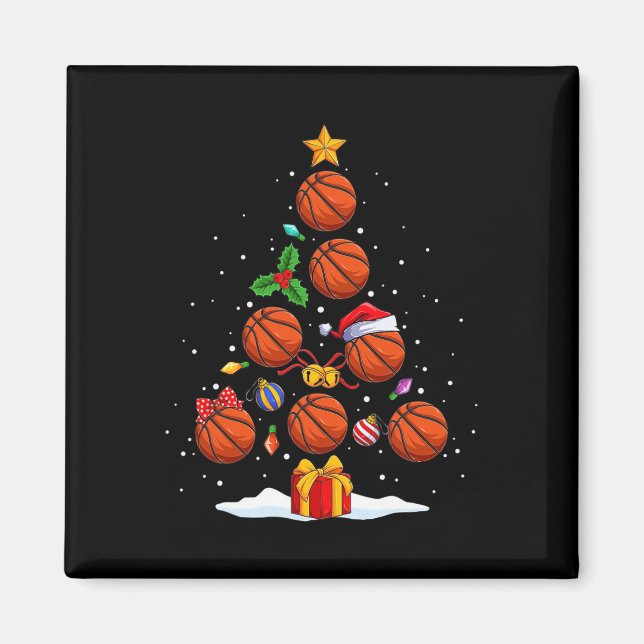 Funny Basketball Weihnachtsbaum Lichter Xmas für m Magnet (Vorne)