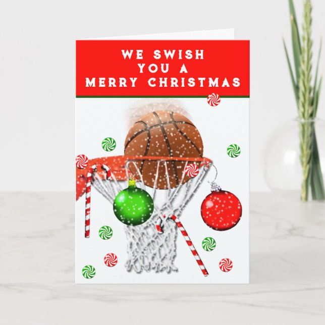 Funny Basketball Weihnachtskarten Feiertagskarte (Vorderseite)