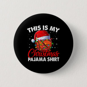 Funny Basketball WeihnachtsLICHT Weihnachtsmannmüt Button