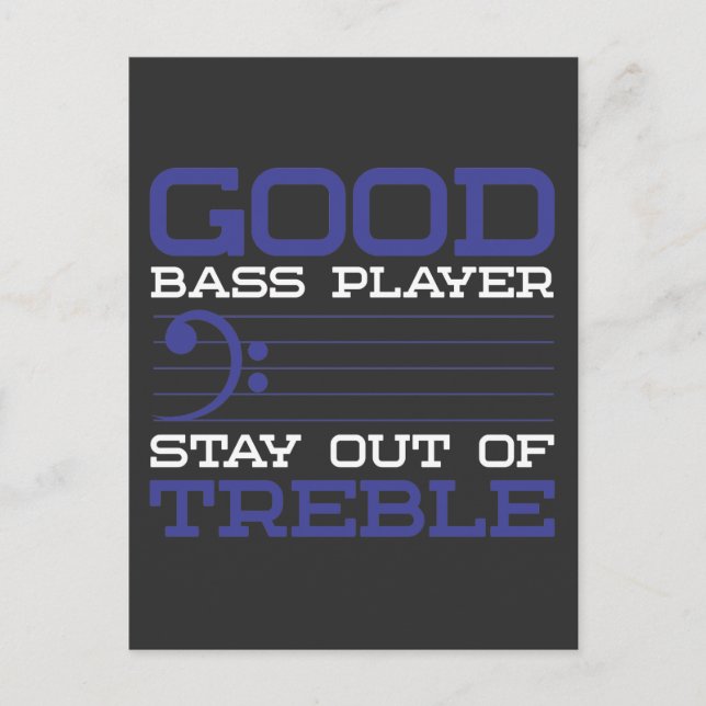 Funny Bass Clef Pun Treble Musiker Bassist Postkarte (Vorderseite)