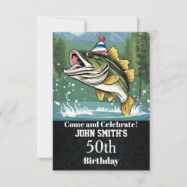 Funny Bass Fishing Birthday Party Men's Einladung