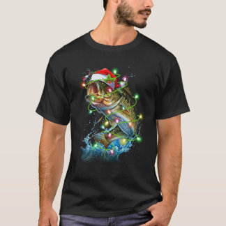 Funny Bass Fishing Weihnachtsmannmütze Christmas P T-Shirt
