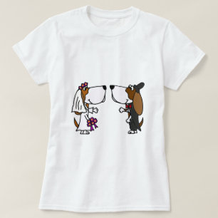 Funny Basset Hound Bridge und Groom Wedding Art T-Shirt