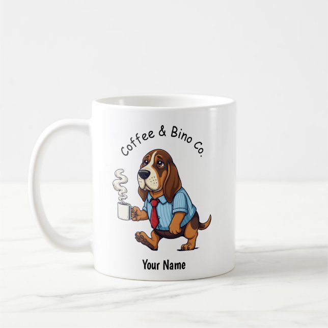 Funny Basset Hound Business Suit Coffee Kaffeetasse (Links)
