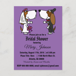 Funny Basset Hound Dog Wedding Einladungspostkarte