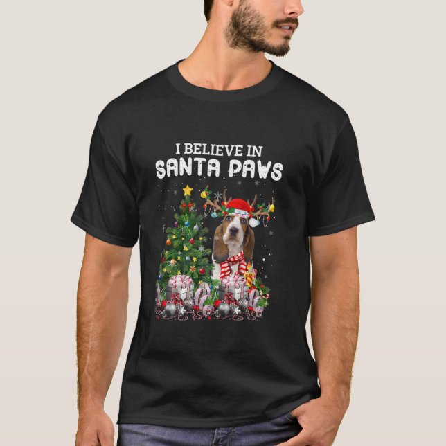 Funny Basset Hound Dog Weihnachtsbaum Pa T-Shirt (Vorderseite)