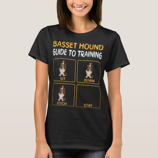 Funny Basset Hound Guide zum Training Hundebordien T-Shirt (Vorderseite)