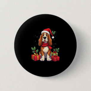Funny Basset Hound Hund WeihnachtsOutfits Weihnach Button
